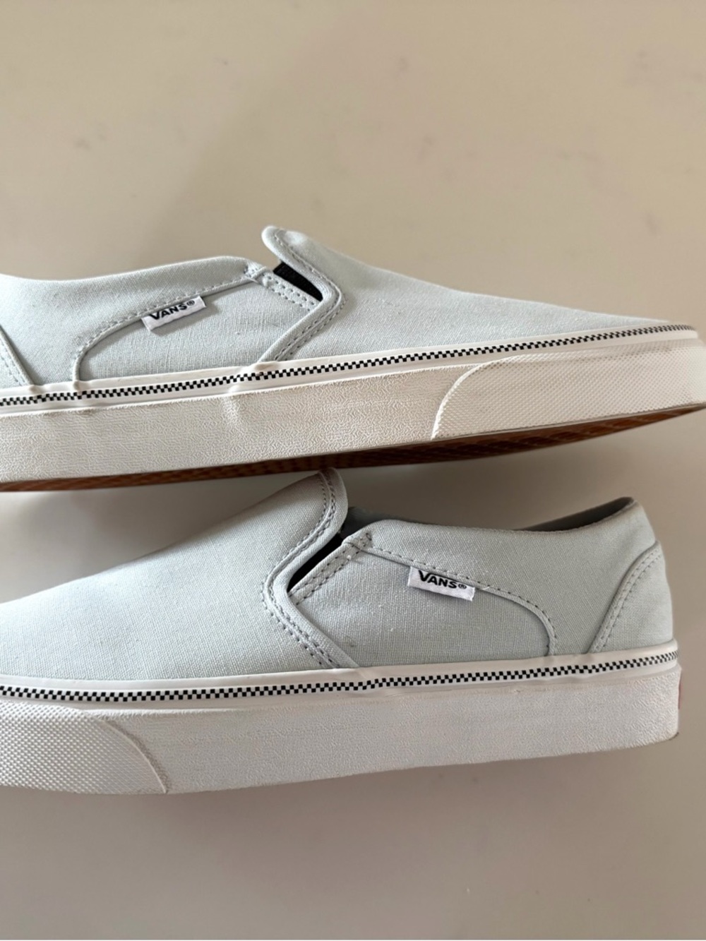 VANS•womens Asher canvas light blue slip on sneakers 10 NWOT - Picture 3 of 7